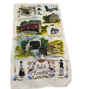vintage Kay Dee Hand Prints 100% pure linen "Dutch Country" tea towel